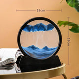 Reloj de arena redondo de cristal con forma de paisaje de las profundidades marinas: imagen artística de arena en movimiento en 3D
