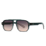 SHAUNA Gafas de sol cuadradas con doble puente retro para mujer, con tonos degradados, UV400, marca de moda, diseñador, remaches, gafas de sol para hombre