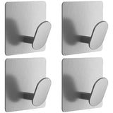 Ganchos de pared adhesivos de acero inoxidable: toalleros multiusos para baño y cocina (juego de 4) 