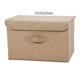 Caja de almacenamiento plegable de lino y algodón: organizador multiusos con tapa