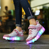 Unisex LED Light-Up Casual Shoes for Kids – Hook & Loop Sneakers with PU Upper and Non-Slip Rubber Sole