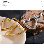 Heart-Shaped Stainless Steel Hoop Earrings with PVD Gold Plating – Elegant and Lightweight Jewelry for Women
