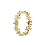 Anillo de plata 925 chapado en oro nuevo 2024 con circonita brillante y doble banda en forma de corazón para mujer, anillo Pandor original, joyería fina