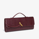 Women’s Serpentine PU Leather Baguette Bag – Fashion Shoulder Purse with Interior Pockets
