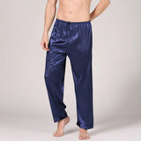 Men’s Satin Pajama Set - Soft, Silky Sleepwear with Print & Elastic Waist, V-neck, Full Sleeve Design