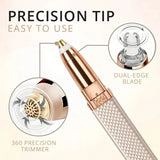 2-in-1 Rechargeable Nose, Ear, and Eyebrow Hair Trimmer with LED Light