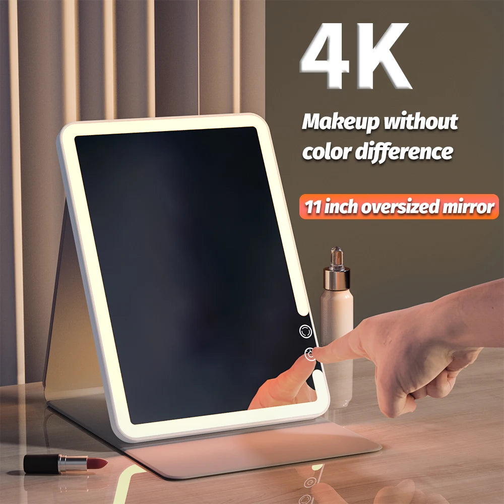 3-Color LED Makeup Mirror - Rechargeable Dimmable Vanity Mirror with Touch Control