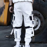 Men’s Multi-Pocket Cargo Pants – Color Block, Elastic Waist, Hip Hop Streetwear for Fall & Winter