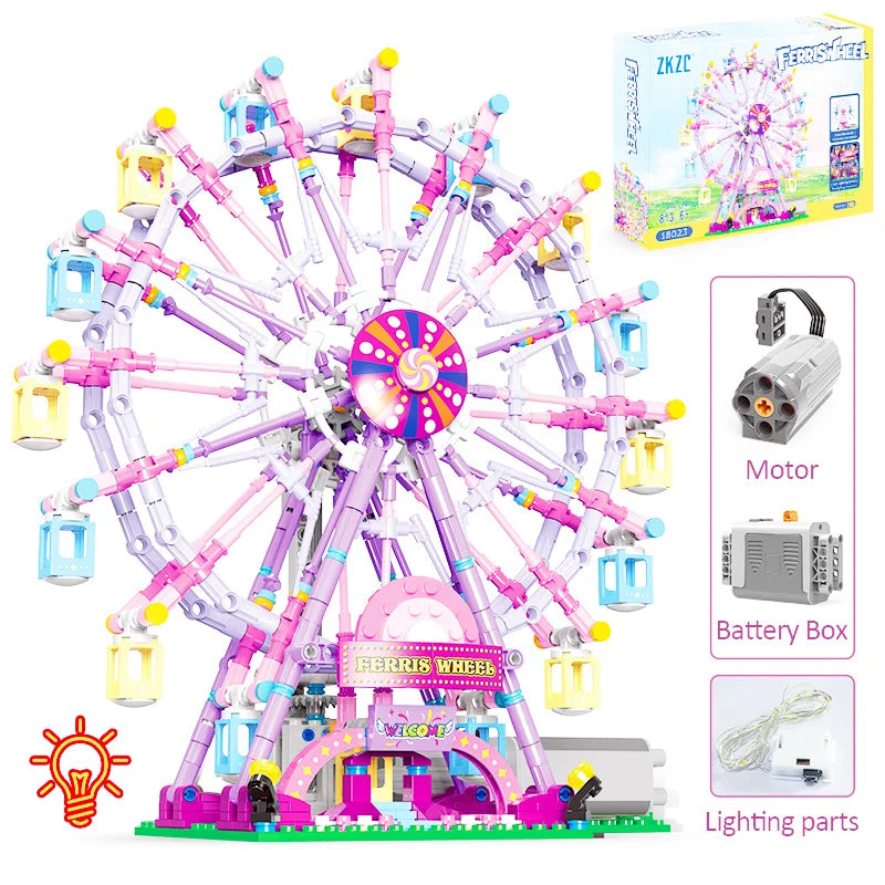 Colorful Ferris Wheel Building Blocks – Educational DIY Construction Toy for Kids and Adults