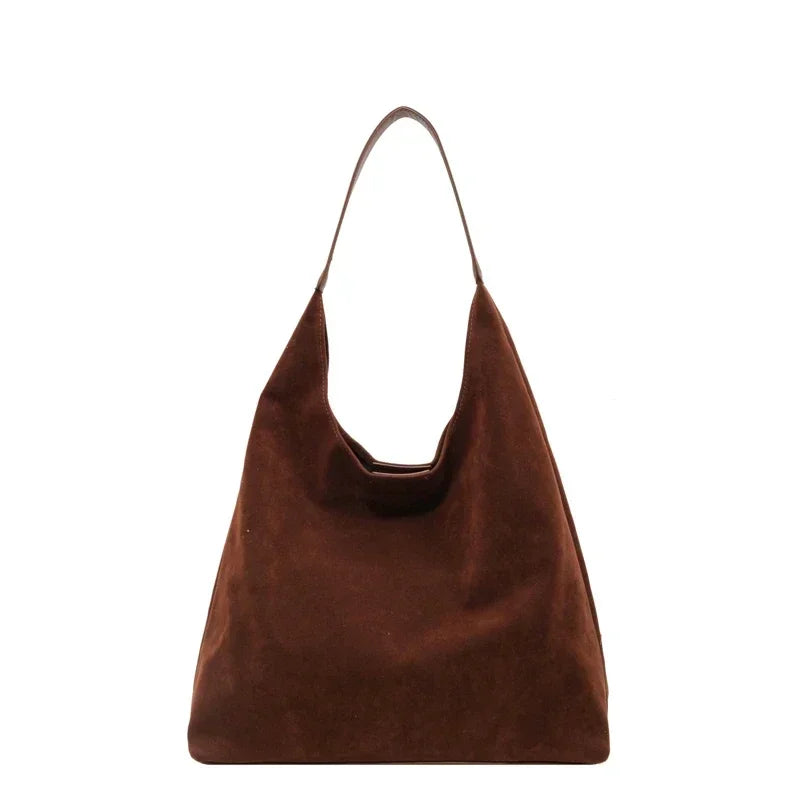 Stylish Faux Suede Shoulder Bag – Versatile, Classic Tote for Women