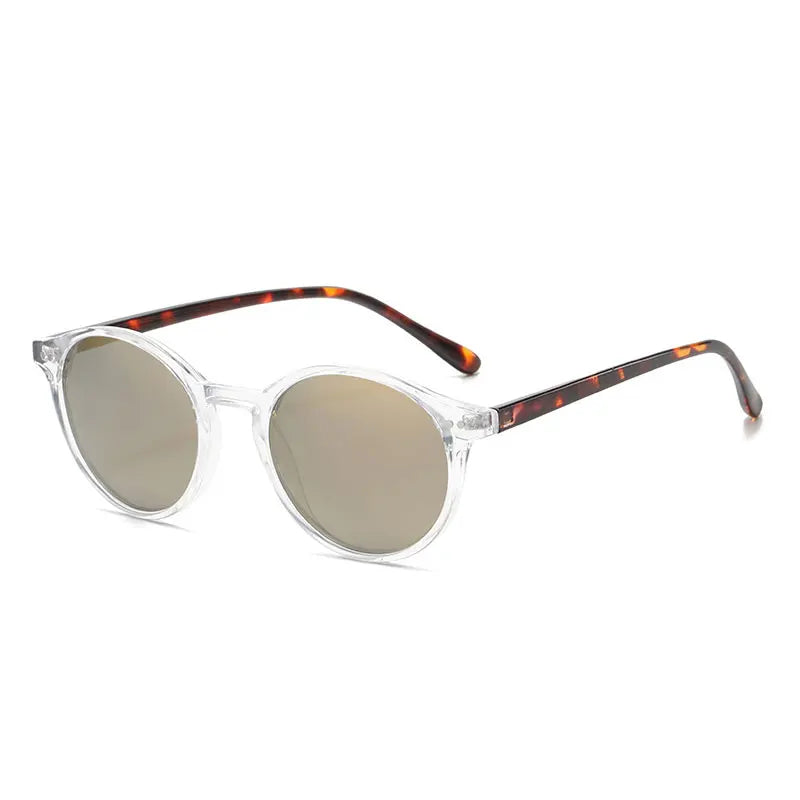 Gafas de sol polarizadas redondas retro: montura clásica de leopardo y protección UV400