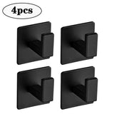 Ganchos de pared negros: perchero de aleación de aluminio autoadhesivo, toallero y soporte para batas para baño y hogar