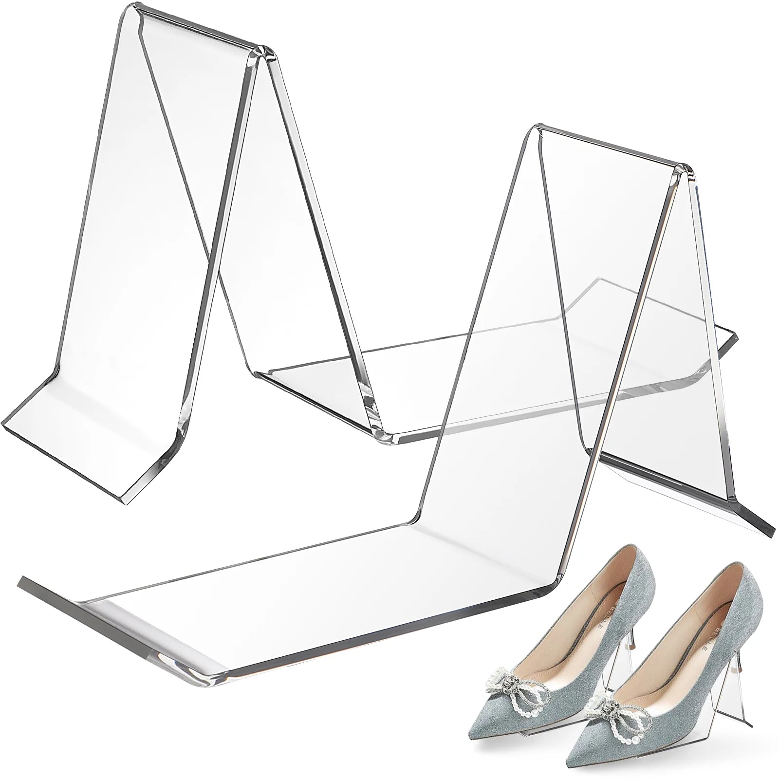 Acrylic Shoe Display Stand – Clear Sneaker & Sandal Rack for Retail Shops and Shopping Malls