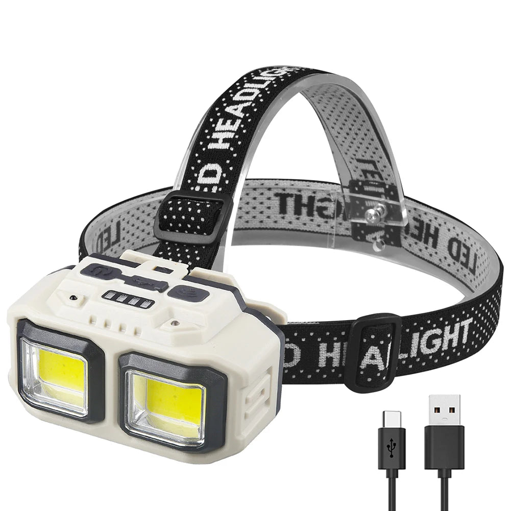 USB Rechargeable LED Headlamp – Waterproof, 300 Lumens, Motion Sensor for Camping, Hiking & Running