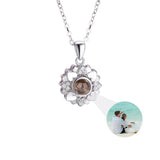 Personalized Photo Projection Necklace with Rose Pendant