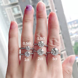Moissanite Engagement Ring – 925 Sterling Silver Romantic Round Cut with Side Zircon Accents