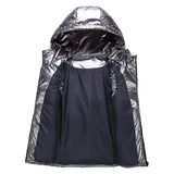 Classic Hooded Vest Man/Woman/Child Winter Hooded Glossy Cotton Vest Casual Waistcoat Men's Sleeveless Jacket Warm Overcoats Hat