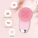Wireless Silicone Facial Cleansing Brush with 5-Speed Vibration & Anti-Aging Massage
