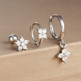 Colorful Zircon Stainless Steel Huggie Hoop Earrings Set – Geometric Aesthetic Jewelry for Women