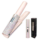 Cordless 2-in-1 Hair Curler and Straightener with Adjustable Heat & LED Display