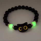 Glow-in-the-Dark Kitten Charm Bracelet for Women