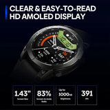 Zeblaze Stratos 3 Pro GPS Smartwatch – 1.43” AMOLED, 100+ Sports Modes, Heart Rate & Sleep Tracking