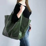 Retro Handmade Beach Tote Bag – High Capacity Zipper Shoulder Bag for Women