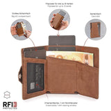 Men's Luxury RFID-Blocking Leather Wallet – Triple Fold Pop-Up Design with Coin Compartment