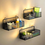Estante de almacenamiento para baño: elegante estante de pared de hierro para un almacenamiento organizado (negro/blanco)