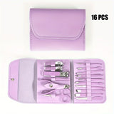 Professional 16-Piece Manicure & Pedicure Set with Travel Case - Nail Clippers & Cuticle Tools