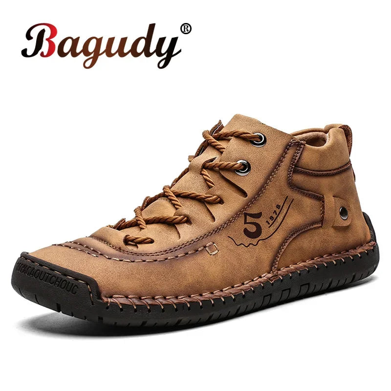 Men's Leather Snow Boots with Plush Lining – Warm, Comfortable, and Stylish Winter Footwear