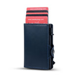 Slim RFID Leather Wallet – Minimalist Pop-Up Card Holder with Coin Pocket & Secure Button Closure