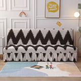 Floral Sofa Bed Cover with Skirt - Elastic Anti-Slip Futon Protector