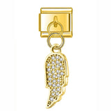 Moon Charm Stainless Steel Bracelet Link with CZ Accents