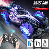Coche acrobático teledirigido con control por gestos JJRC Q186: control dual, luz de pulverización y giros de 360°