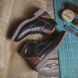 Men’s PU Leather Martin Boots – Stylish Lace-Up Chelsea Ankle Boots for Spring & Autumn