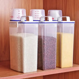 Recipiente de cocina con taza medidora para almacenar arroz y cereales de 2 l