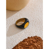 Anillo geométrico de acero inoxidable bañado en oro de 18 quilates: joyería minimalista de moda para mujeres