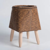 Nordic Style Rattan Woven Plastic Flower Pot with Stand