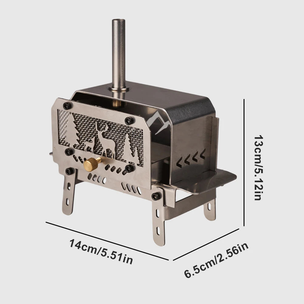 Portable Stainless Steel Charcoal Stove - Mini Camping Wood Burner for Indoor/Outdoor Use