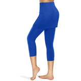 Women's Skirted Yoga Leggings with Pockets – High-Waist Sports Skirt Capri for Workout, Tennis & Running