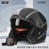 Retro 3/4 Motorcycle Helmet with Double Visor - ABS+PC Open Face Helmet for Scooters