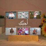Custom Photo LED Night Light with Text – Personalized Acrylic & Wood USB Lamp