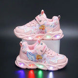 Girls' LED Light-Up Sneakers - Fashionable Pink & Purple Athletic Shoes