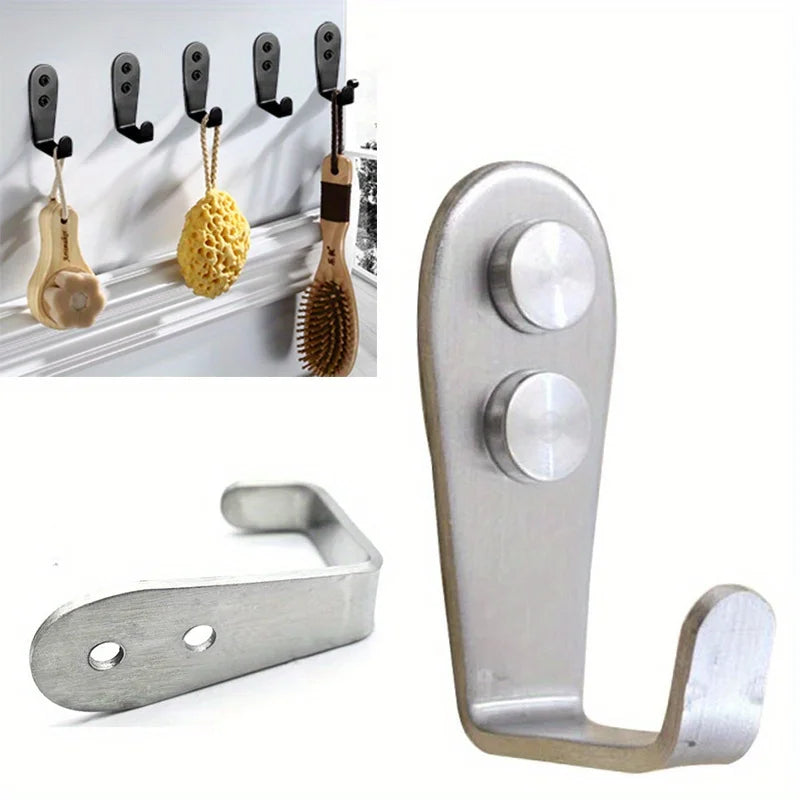 Ganchos de pared de acero inoxidable resistentes con doble orificio de 8/4 piezas, autoadhesivos e impermeables para baño.