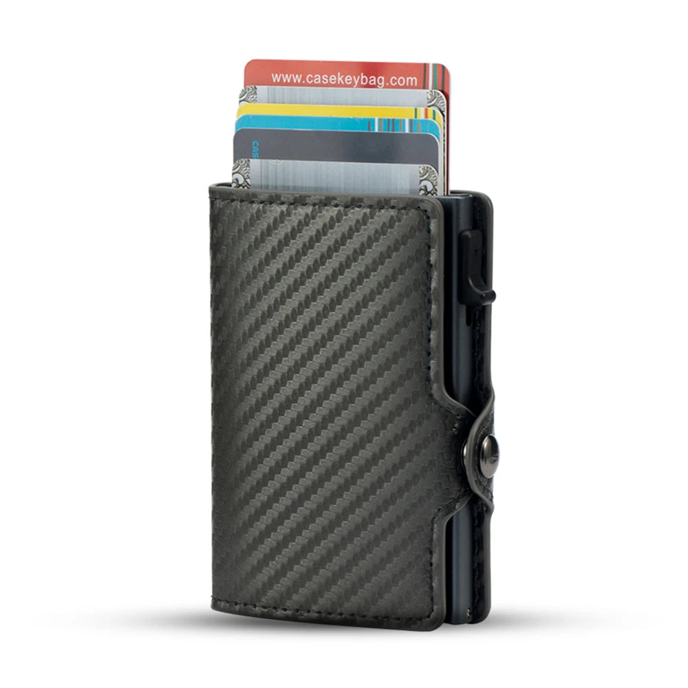 Slim RFID Blocking PU Leather Wallet – Minimalist Pop-Up Card Holder for Men & Women