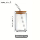 Vaso de vidrio de 18,6 oz con tapa y pajita: taza transparente para té con burbujas, cerveza, leche y moca