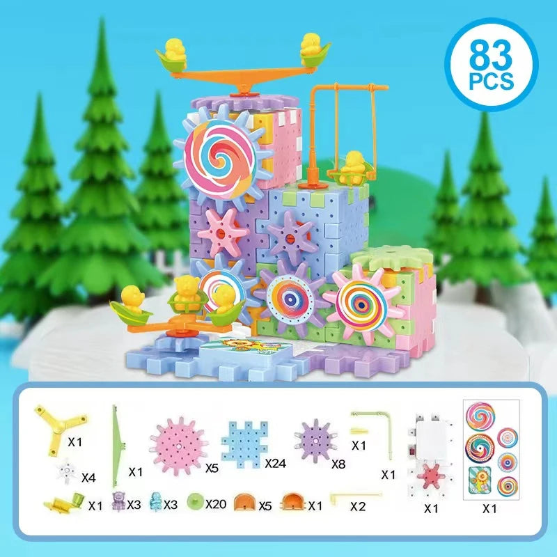 Electric Gear Building Block Set – Interactive 3D Puzzle Toy for Kids Ages 3-12