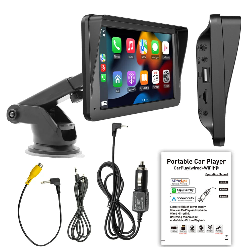 7-Inch Wireless Car Stereo with CarPlay & Android Auto | Touchscreen Multimedia Player with FM Transmitter