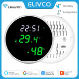 Smart WiFi Temperature & Humidity Sensor with LED Display – Tuya App, Alexa & Google Assistant Compatible